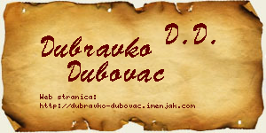 Dubravko Dubovac vizit kartica
